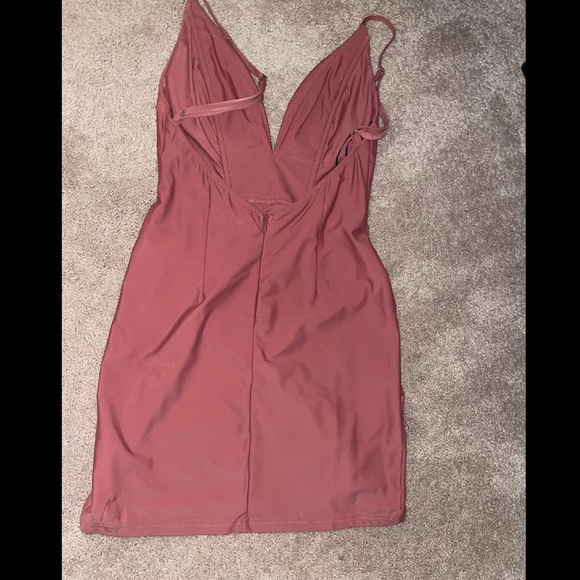 Hello molly beige/pink asymmetrical bodycon dress - Picture 2 of 3